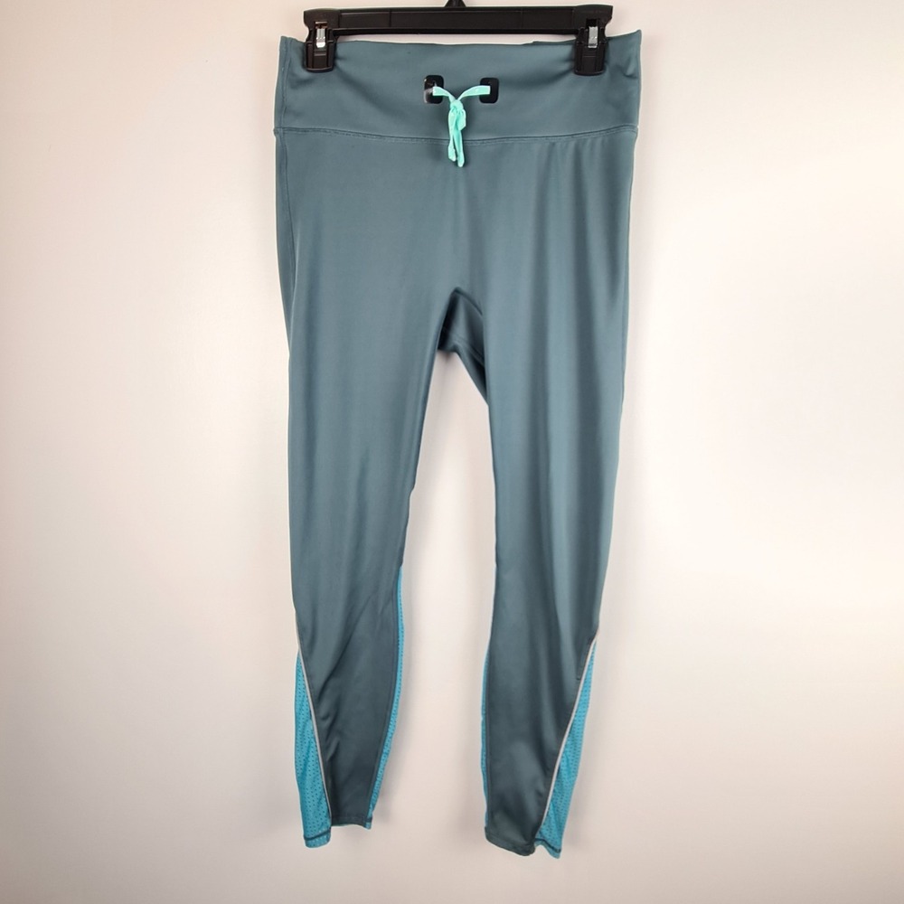 Fabletics Stride 9 High-Waisted Leggings Storm Slate Large Full Length Aqua